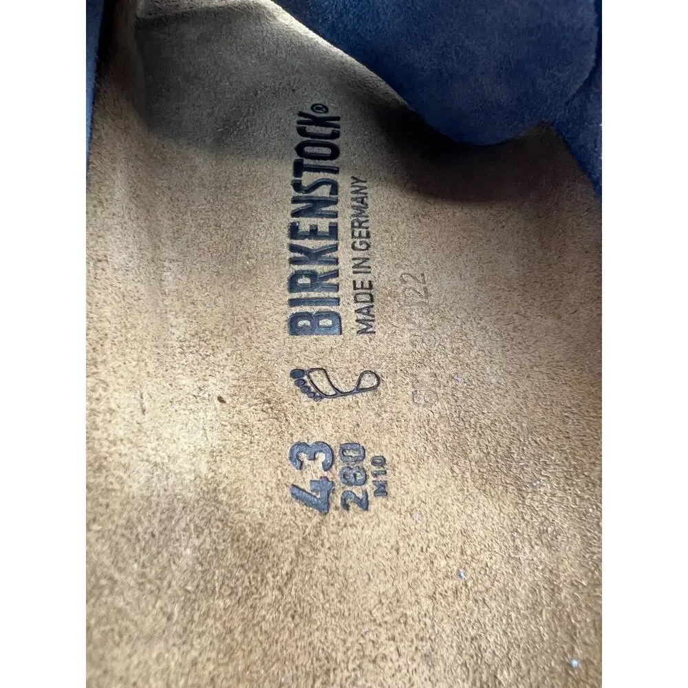 Birkenstock Zurich Sandals Suede Elemental Blue Buckle Mule Men Size 10 NWT